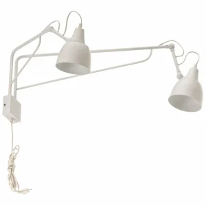 Cheap Applique 1002 avec prise, à 2 lampes, blanche Éclairage De Bureau