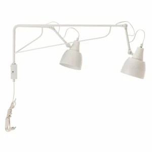 Cheap Applique 1002 avec prise, à 2 lampes, blanche Éclairage De Bureau