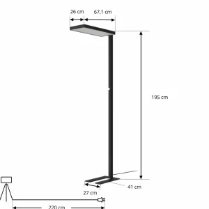 Sale Lampadaire LED Timon, 54W, noir, hauteur 195 cm Éclairage De Bureau