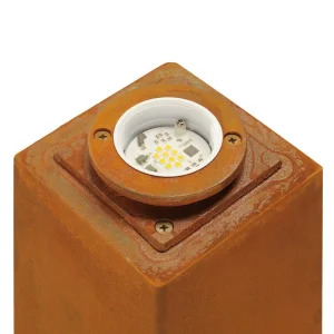 Online Borne LED lumineuse Rusty carrée, haut 40 cm Éclairage Extérieur Professionnel