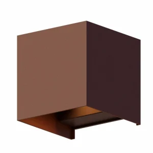 Hot applique d'extérieur LED Cube, Up&Down, hauteur 10cm, brun Éclairage Extérieur Professionnel