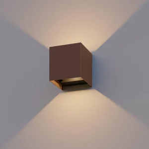 Hot applique d'extérieur LED Cube, Up&Down, hauteur 10cm, brun Éclairage Extérieur Professionnel