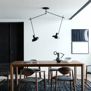 Outlet Arigato plafonnier à 2 lampes 110cm noir Éclairage De Bureau