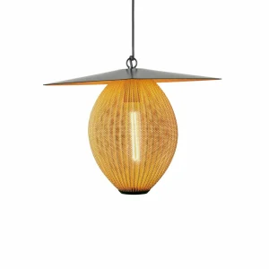 Outlet suspension d'extérieur Satellite, 57x36 cm, noir/or moutarde Éclairage Extérieur Professionnel