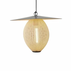 New suspension d'extérieur Satellite, 45x27 cm, noir/or moutarde Éclairage Extérieur Professionnel