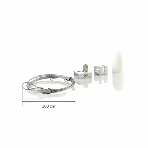 Best Sale Kit de suspension rail triphasé Noa, 300 cm blanc Éclairage De Magasins