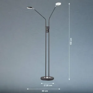 Sale Lampadaire LED Lunia à deux lampes, noir sable Éclairage De Bureau