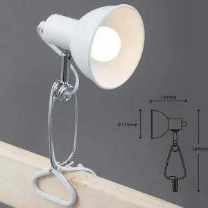 Best Lampe à pince Fix, abat-jour métallique, blanc Éclairage De Bureau