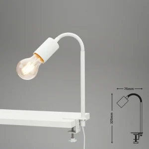 Best Lampe à pince Krampo Retro, bras flexible, blanche Éclairage De Bureau