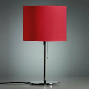 Discount Lampe à poser avec abat-jour lin couleur rouge Éclairage De Bureau