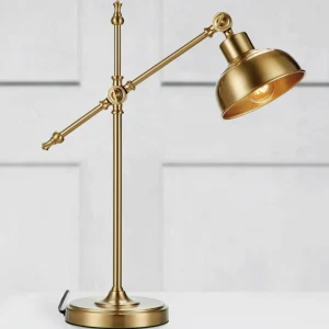 Best Lampe à poser Grimstad, laiton antique, fer, hauteur 56cm Éclairage De Bureau