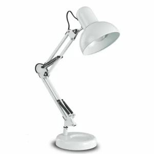 Sale Lampe à poser Kelly avec bras articulé, E27, blanc Éclairage De Bureau