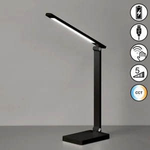 Outlet Lampe de bureau à LED rechargeable Ole, noire, capteur, intensité Éclairage De Bureau