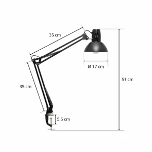 Store Lampe de bureau study avec pince, noir Éclairage De Bureau