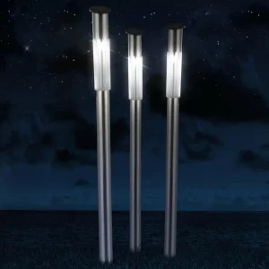 Cheap Lampe solaire à piquet en inox, set de 3 Éclairage Extérieur Professionnel