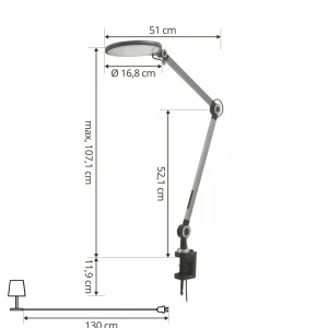 Best Sale lampe à pince LED Nyxaris, gris, métal, CCT, 52 cm Éclairage De Bureau