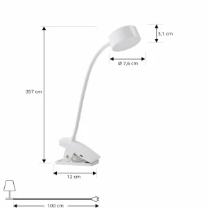 Best Sale Lampe à pince LED rechargeable Maori, blanc, métal, CCT, à Éclairage De Bureau