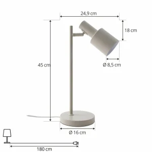 Best Sale lampe à poser Ovelia, beige, fer, E27 Éclairage De Bureau