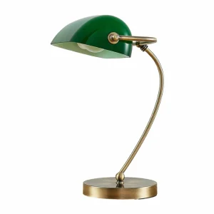 Best Sale lampe de banquier Selea, 26 cm, vert, verre, métal Éclairage De Bureau