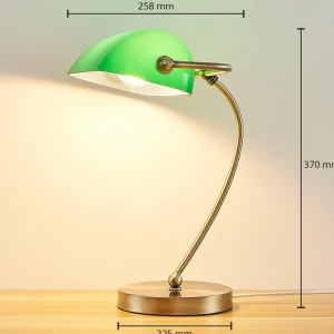 Best Sale lampe de banquier Selea, 26 cm, vert, verre, métal Éclairage De Bureau