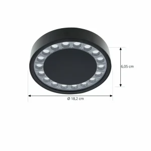 Store Plafonnier d'extérieur LED Roran, noir, Ø 18 cm, IP65 Éclairage Extérieur Professionnel