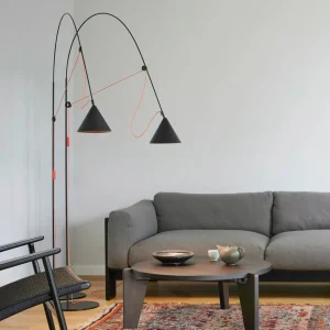 Shop Lampe sur pied LED AYNO L, noir/orange 2.700 K 166 cm Éclairage De Bureau
