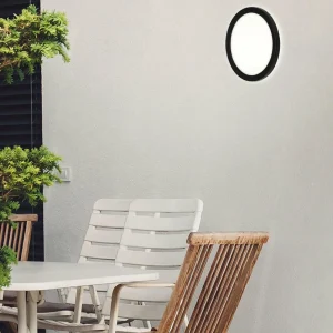 Shop Panneau LED Frankfurt rond, Ø 21 cm, IP44, noir Éclairage De Magasins