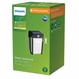 Outlet Applique murale LED solaire Shroud, noir/opale, capteur Éclairage Extérieur Professionnel