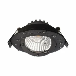Best Plafonnier encastré LED Dione, IP44, 3.000 K, noir, intensité variable Éclairage De Magasins