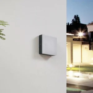 Best Plafonnier LED Thilo IP54, gris, 16 cm, capteur HF Éclairage Extérieur Professionnel