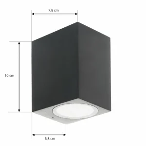 Discount applique d'extérieur Tetje, noir, angulaire, 10 cm Éclairage Extérieur Professionnel