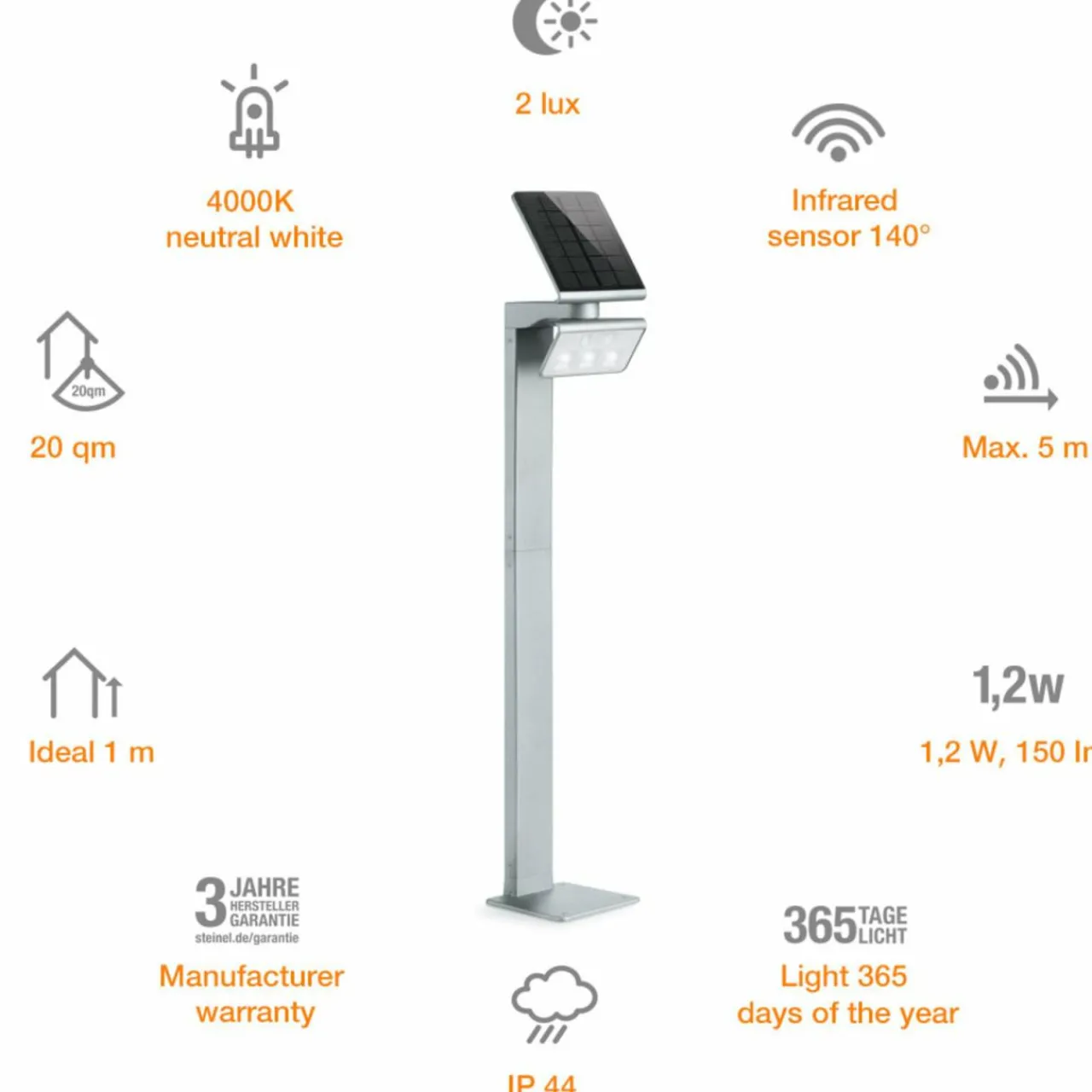 steinel_xsolar_stand_lampe_solaire_led_argente_3.webp Sale XSolar Stand lampe solaire LED argentée Éclairage Extérieur Professionnel