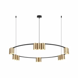 Store Suspension Genesis, aluminium, noir/or, 15 x GU10, Ø 100 cm Éclairage De Bureau