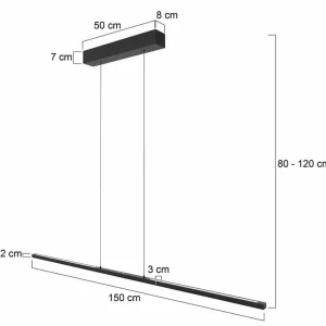 Store Suspension LED Bande, 155 cm up/down, noir, CCT, variateur d'intensité Éclairage De Bureau